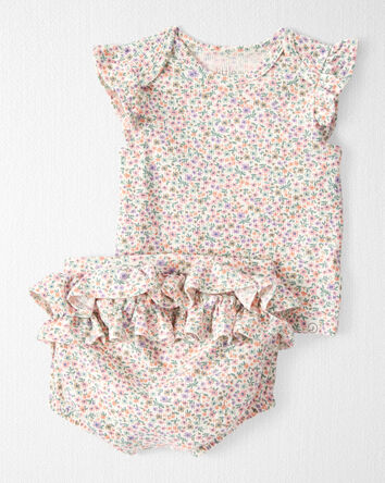 Baby 2-Piece Organic Cotton Rib Floral-Print Set, 