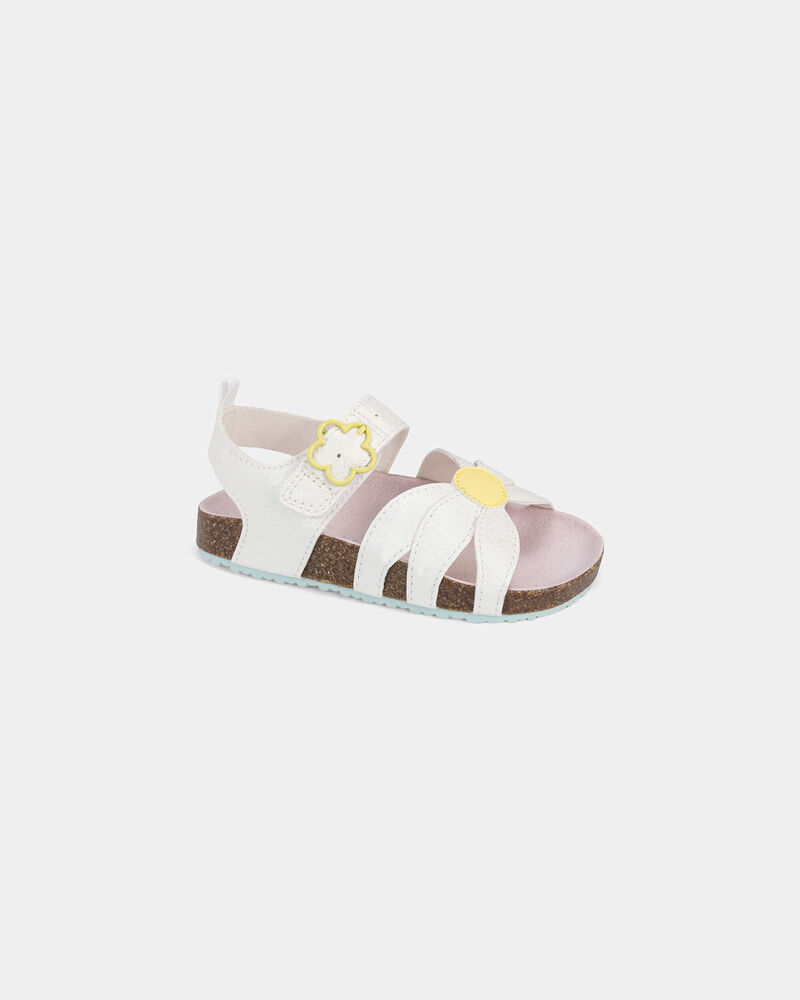 Toddler Girl Flower Sandals - White, image 1 of 6 slides