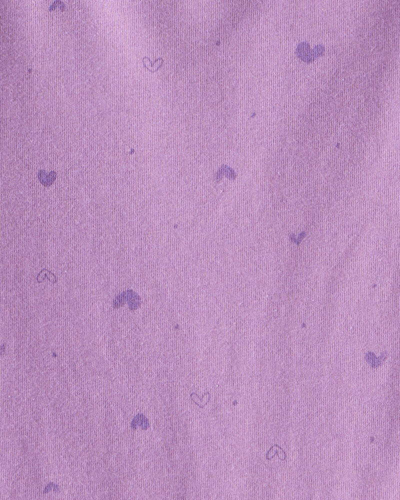 Girls Heart Print Long-Sleeve Peplum Top - Purple, image 2 of 3 slides