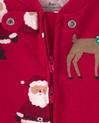 B&eacute;b&eacute; - Grenouill&egrave;re en 100 % coton avec fermeture &agrave; glissi&egrave;re double sens &agrave; motif de P&egrave;re No&euml;l beige &ndash; Rouge, image 4 sur 4 diapositives