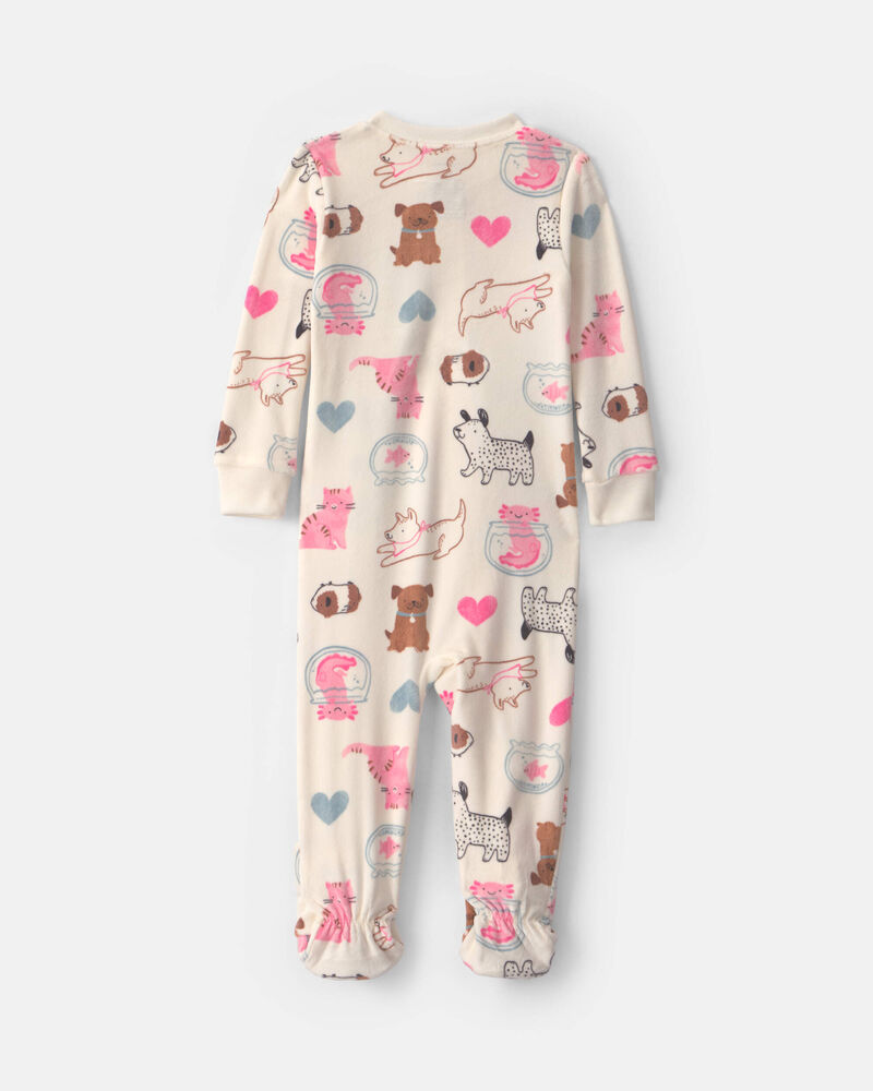 Tout-petit fille - Pyjama ajust&eacute; 1 pi&egrave;ce en DreamPlush &agrave; motif de Animaux domestiques - Cr&egrave;me, image 2 sur 3 diapositives