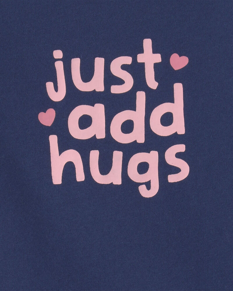 Baby Girl 'Just Add Hugs' Long-Sleeve Graphic Bodysuit - Navy Blue, image 2 of 3 slides