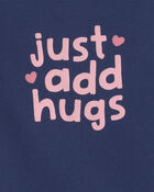Baby Girl 'Just Add Hugs' Long-Sleeve Graphic Bodysuit - Navy Blue, image 2 of 3 slides