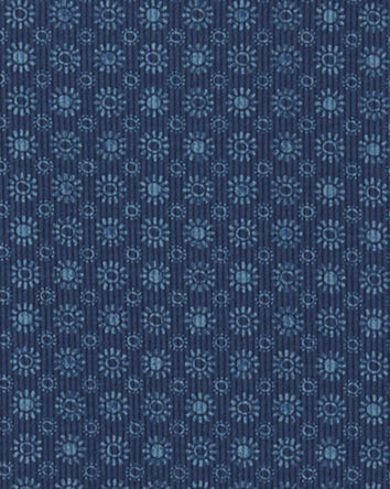 Girls Floral Ribbed Tee - Navy, 