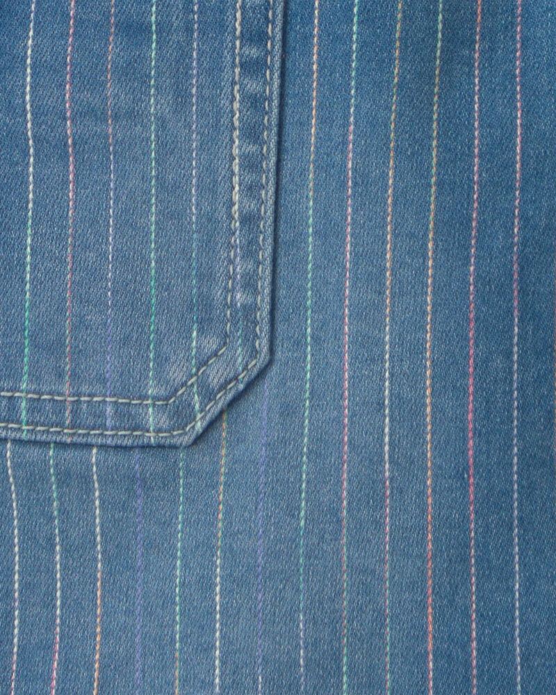 Toddler Girl Rainbow Stripe Denim Skirtall - Medium Wash, image 3 of 4 slides