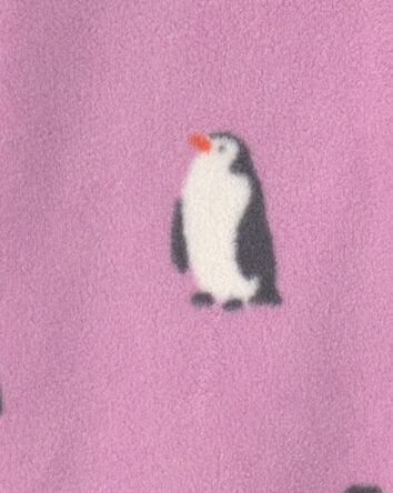 Baby Girl Penguin Fleece 2-Way Zip Sleeper - Purple, 