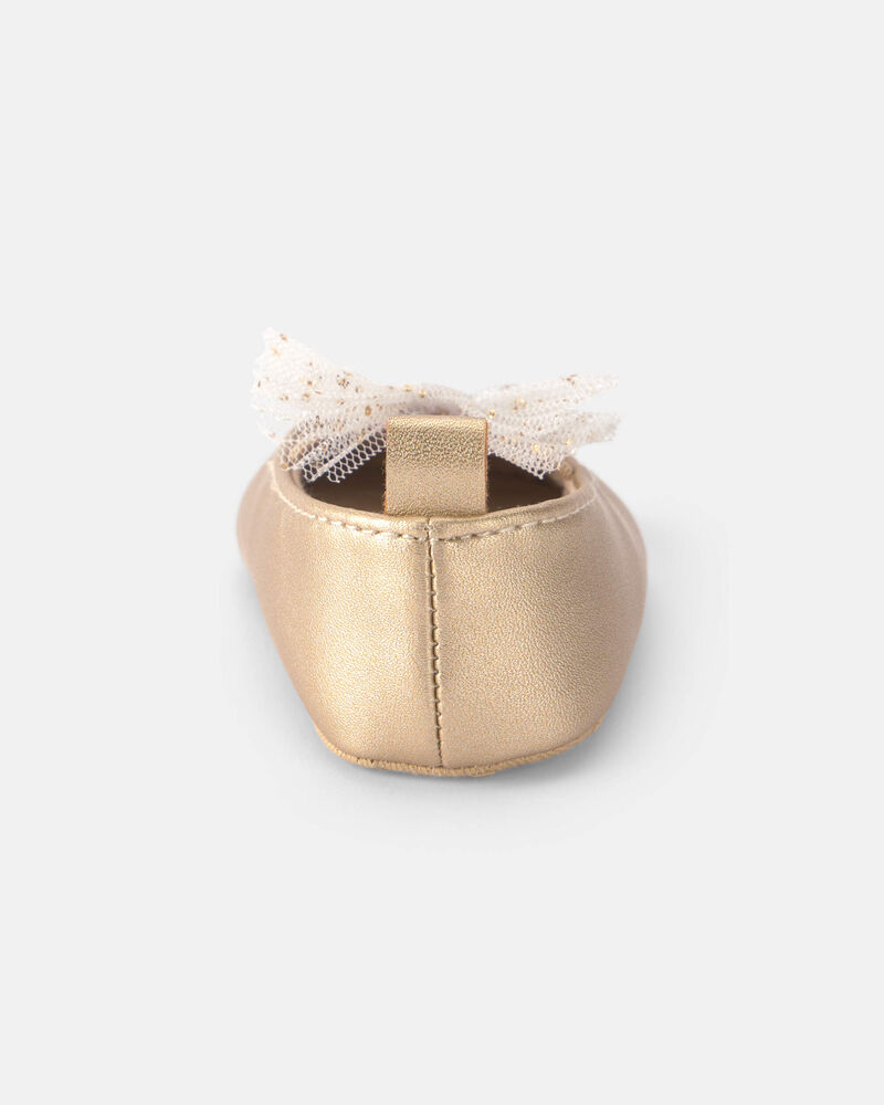 Baby Girl Metallic Bow Flats - Gold, image 3 of 6 slides