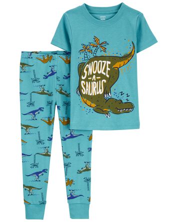 Pyjama 2 pièces en coton ajusté à imprimé de dinosaure, 