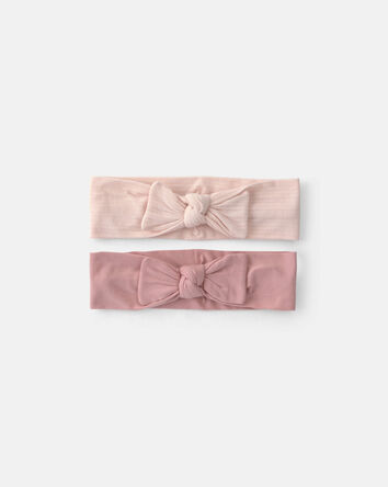 Baby Girl 2-Pack Bow PurelySoft&trade; Headwraps - Pink, 