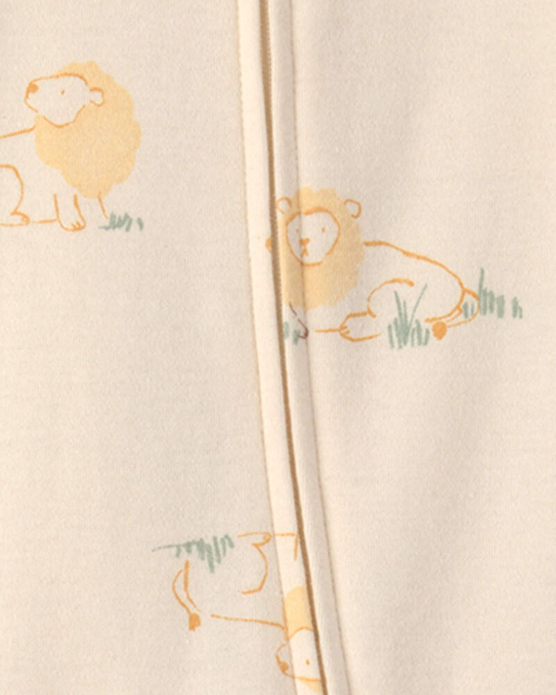 Baby Lion 100% Cotton 2-Way Zip Sleeper - Cream, image 3 of 5 slides