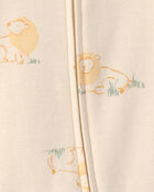Baby Lion 100% Cotton 2-Way Zip Sleeper - Cream, image 3 of 5 slides