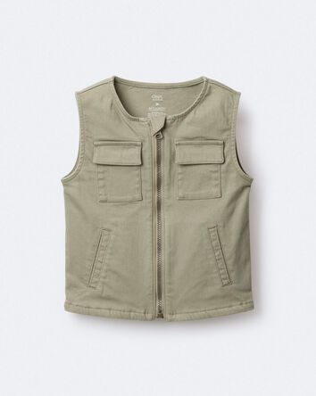 Toddler Zip-Up Vest - Olive, 