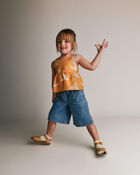 Toddler Girl Wide-Leg Cropped Pant in Chambray, image 5 of 7 slides