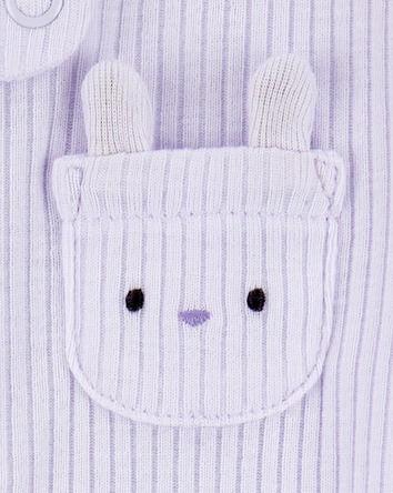Baby Girl Bunny 2-Way Zip Ribbed Sleeper pyjamas, 