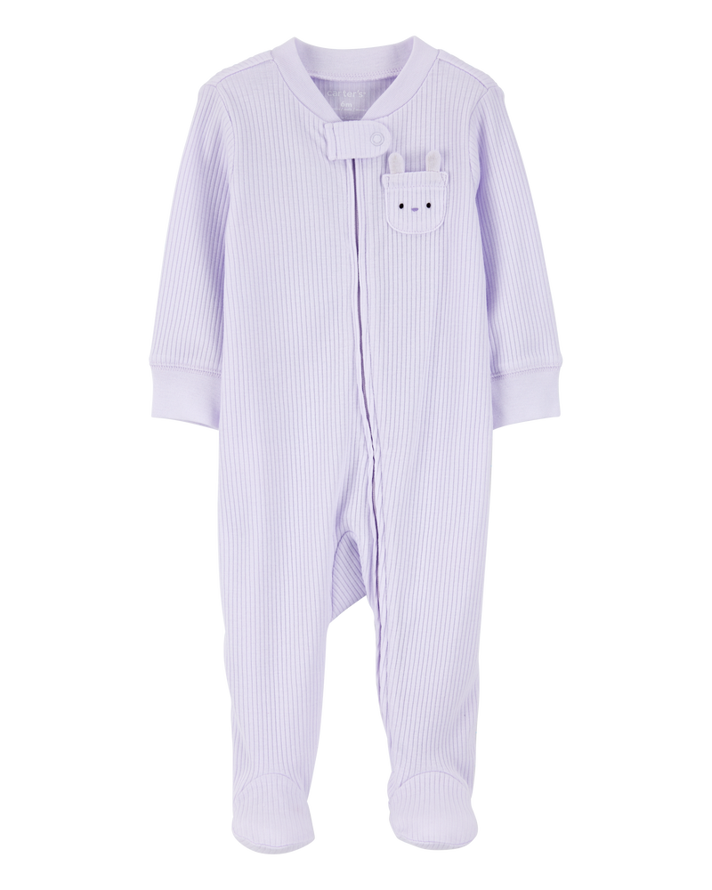 Baby Bunny 2-Way Zip Ribbed Sleeper pyjamas, image 1 of 3 slides