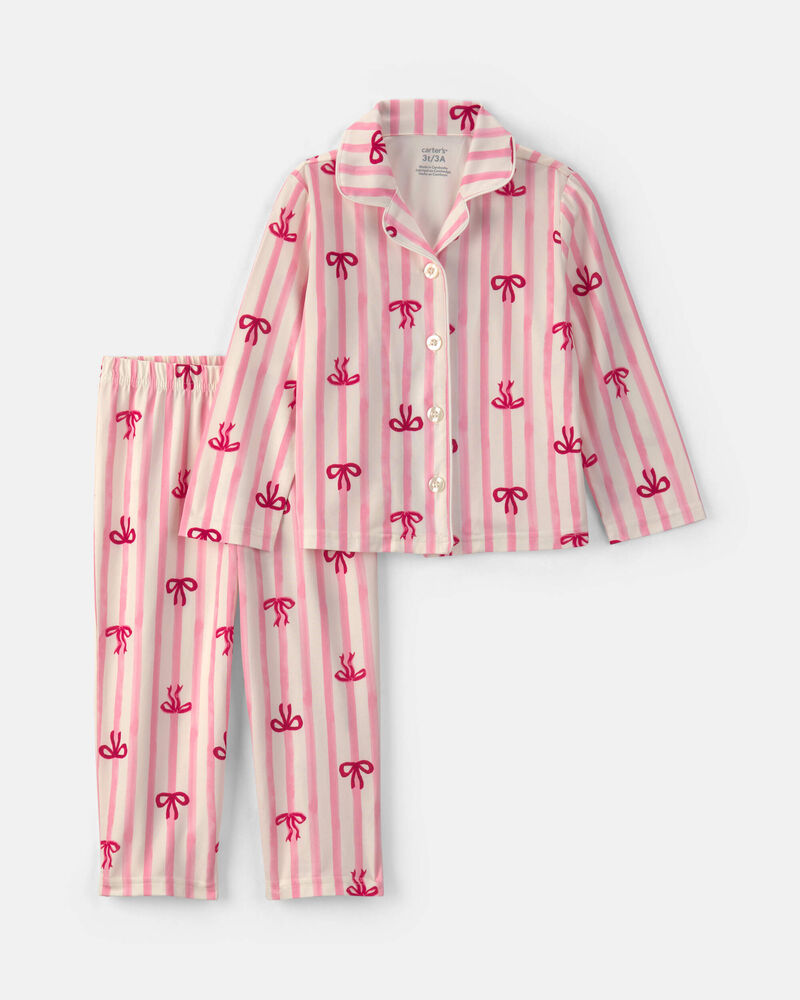 Toute-petit fille - Pyjama ample 2 pi&egrave;ces en DreamPlush &agrave; motif n&oelig;ud &ndash; Rose, image 1 sur 2 diapositives