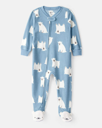 Toddler Boy 1-Piece Polar Bear Fleece Footie Pyjama - Blue, 