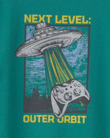 Gar&ccedil;ons - T-shirt manches longues &agrave; imprim&eacute; de vaisseau spatial &laquo;Next Level Outer Orbit&raquo; - Vert, 