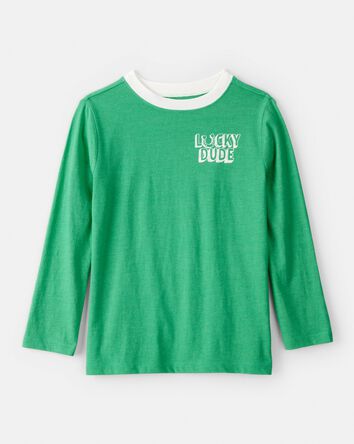 Boys Lucky Dude Long-Sleeve Graphic Tee - Green, 