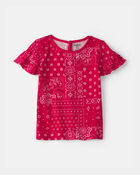 Toddler Girl Bandana Ruffle-Sleeve Top - Red, image 1 of 3 slides