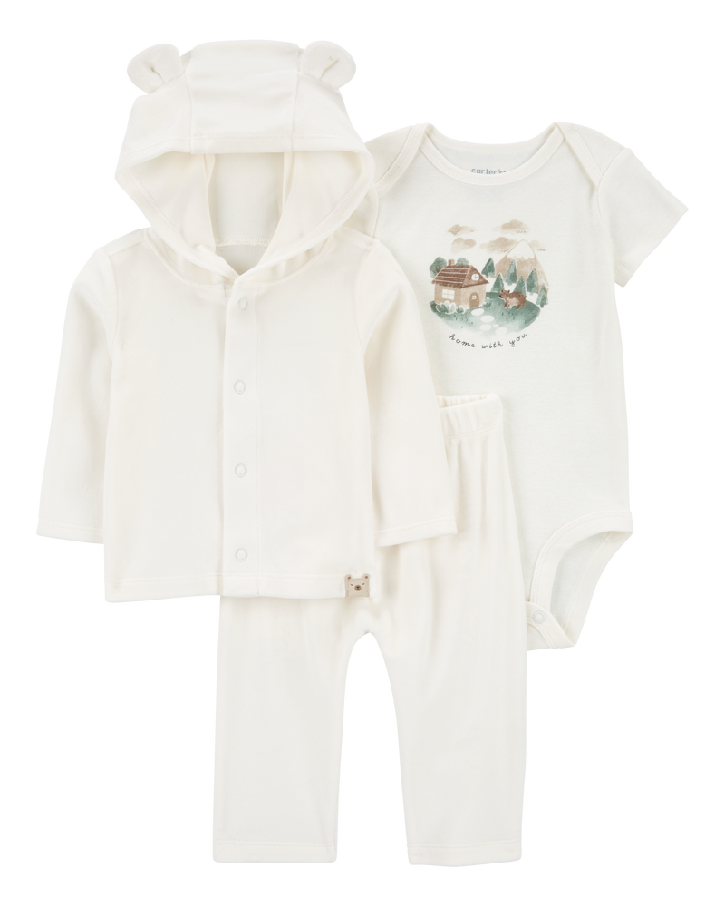 Ivory Baby 3-Piece Fuzzy Little Cardigan Set Carter's Oshkosh