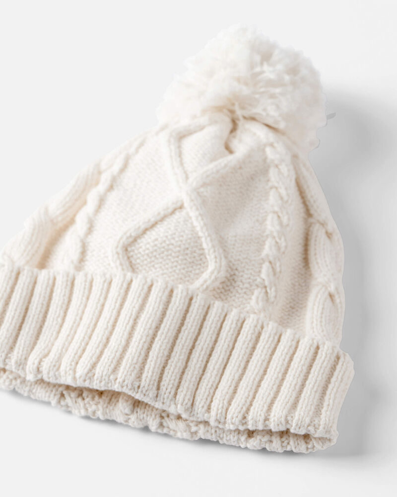 Toddler Organic Cotton Cable Knit Winter Hat, image 3 of 3 slides