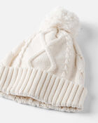 Toddler Organic Cotton Cable Knit Winter Hat, image 3 of 3 slides