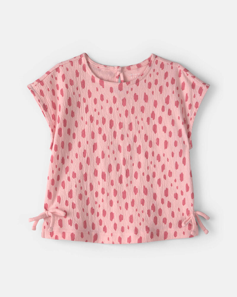 Girls Dots Short-Sleeve Top - Pink, image 1 of 3 slides