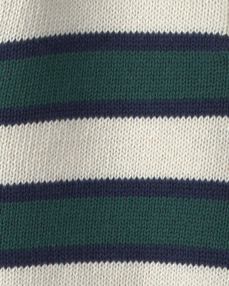 Baby Boy Organic Cotton Sweater Knit Polo in Stripes, image 3 of 3 slides