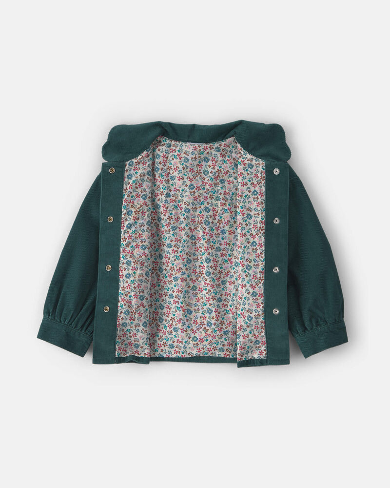Toddler Girl Flower Embroidered Corduroy Jacket - Green, image 3 of 5 slides