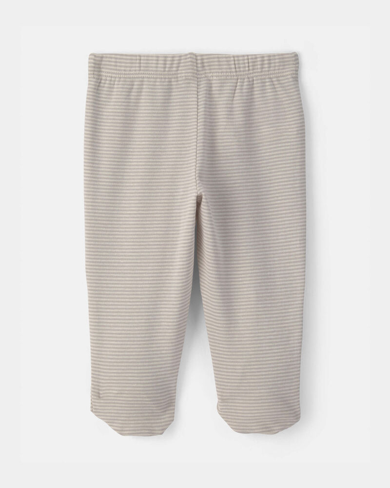 Baby 2-Pack Footed Pull-On Pants - Grey/Ivory, image 2 of 5 slides