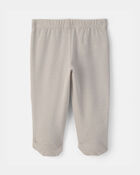 Baby 2-Pack Footed Pull-On Pants - Grey/Ivory, image 2 of 5 slides