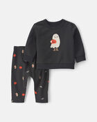 Baby 2-Piece Cowboy Halloween Long-Sleeve Top & Pant Set - Black, image 1 of 5 slides