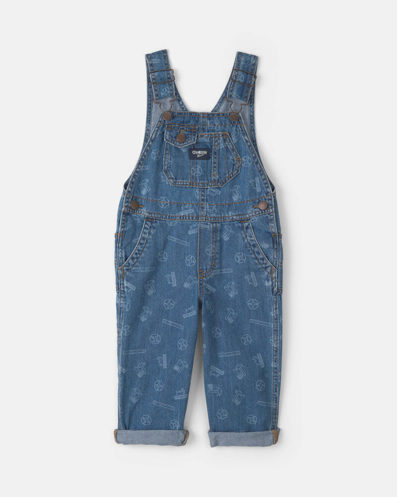 Toddler Logo Denim Overalls - Light Wash, image 1 of 4 slides