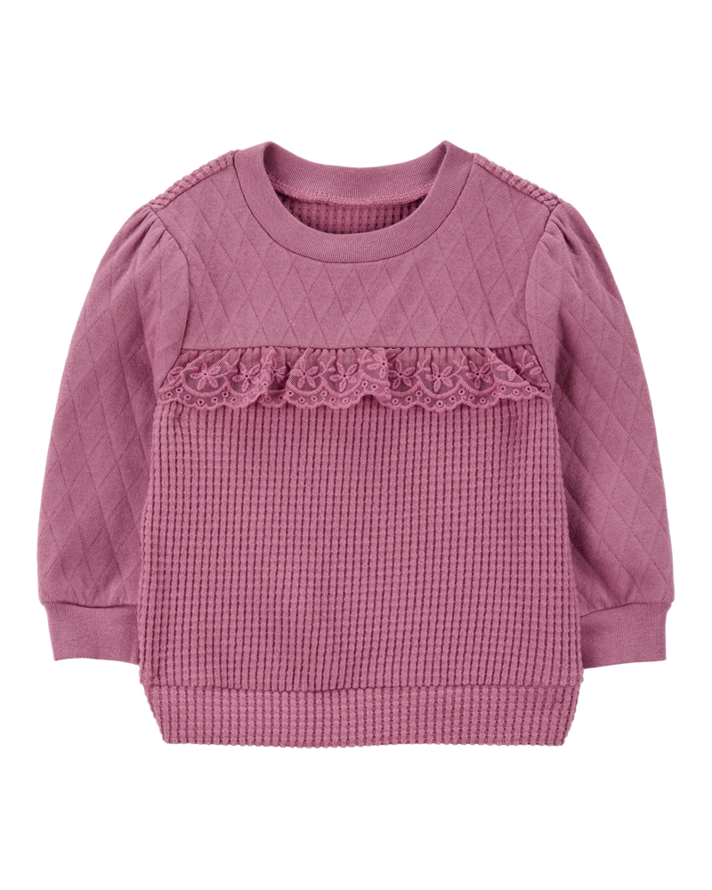 Baby Thermal & Quilted Long-Sleeve Top - Purple, image 1 of 4 slides