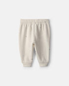 Baby Girl Metallic Heart Fleece Pants - Cream, image 2 of 4 slides