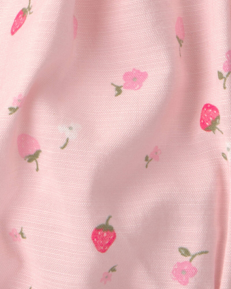 Baby Girl Strawberry Bubble Sleeveless Romper - Pink, image 2 of 3 slides