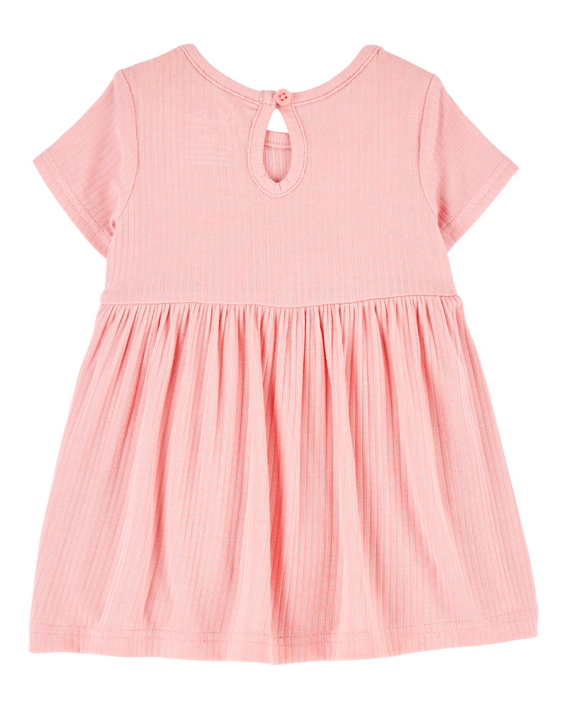 Bébé fille - Robe cache-couche de couleur unie - Rose, image 3 sur 7 diapositives