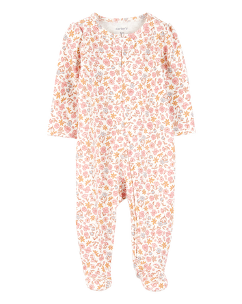 Baby Floral 2-Way Zip Cotton Sleeper pyjamas, 