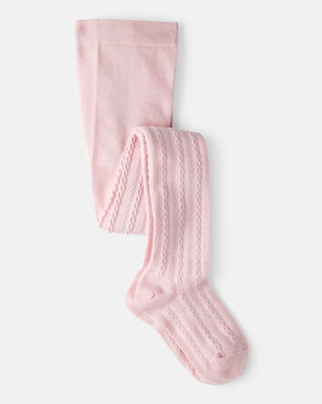 Filles - Collants en tricot torsadé - Rose, 