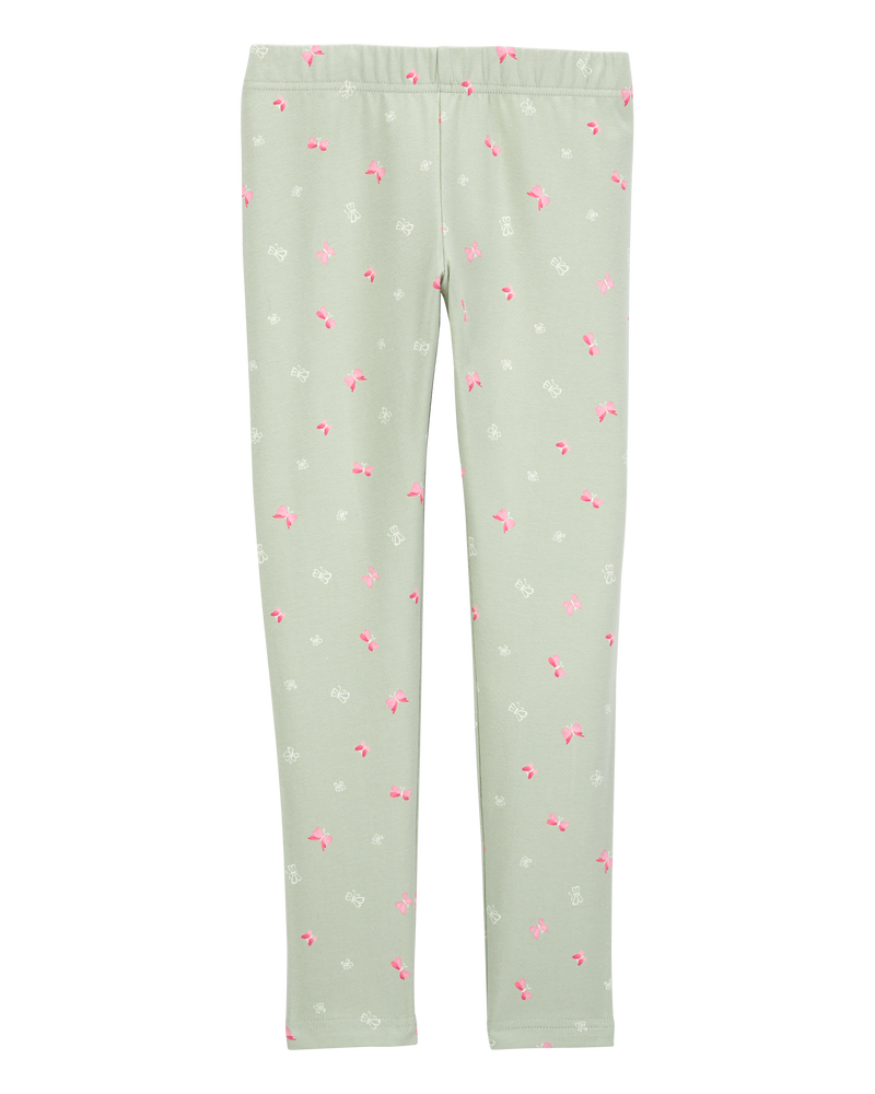 Girls Floral Stretch Leggings - Green, image 2 of 5 slides