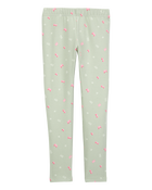 Girls Floral Stretch Leggings - Green, image 2 of 5 slides