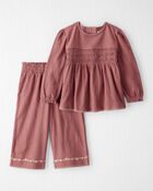 Toddler Girl 2-Piece Organic Cotton Crinkled Knit Set, image 1 of 5 slides
