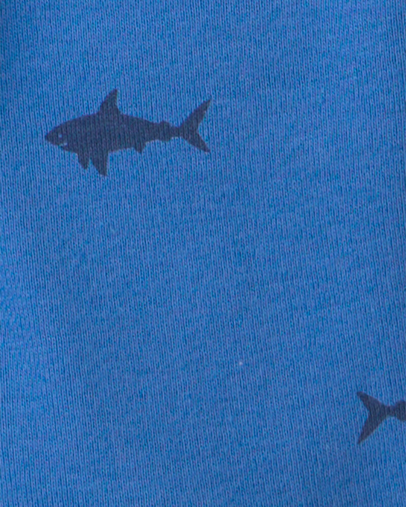 Toddler Boy Shark 100% Cotton Short-Sleeve Snug Fit 4-Piece pyjama Set - Blue, image 4 of 5 slides