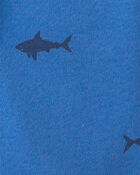 Toddler Boy Shark 100% Cotton Short-Sleeve Snug Fit 4-Piece pyjama Set - Blue, image 4 of 5 slides