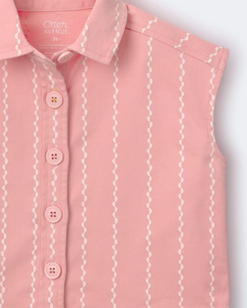Tout-petit fille - Blouse boutonn&eacute;e sans manches &agrave; rayures - Rose clair, image 6 sur 6 diapositives