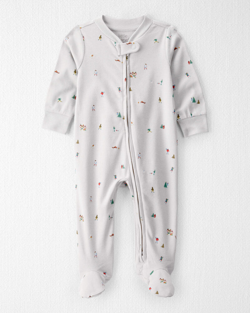 Baby Organic Cotton Sleep & Play pyjamas in Frosted Trail Print, image 1 of 5 slides