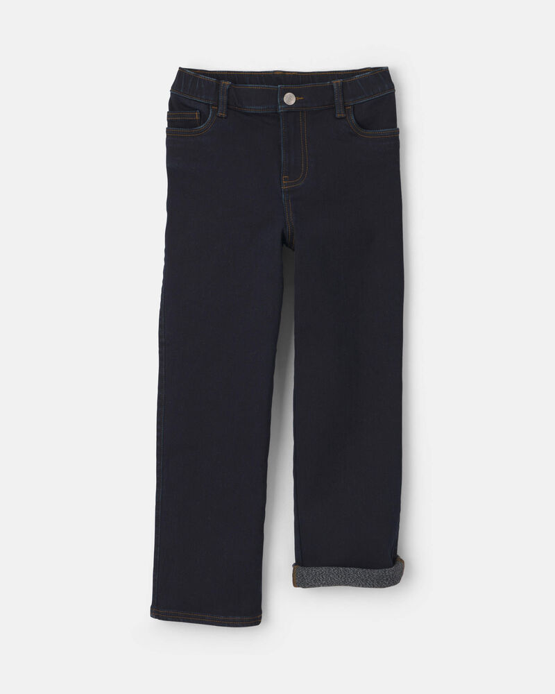 Boys Fleece-Lined Relaxed Jeans - Dark Wash, image 3 of 5 slides