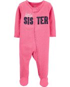 Little Sister 2-Way Zip Cotton Sleeper Pyjamas, image 1 of 2 slides