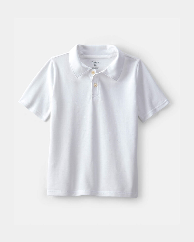Gar&ccedil;ons - Polo d&rsquo;uniforme en piqu&eacute; - Blanc, image 1 sur 2 diapositives